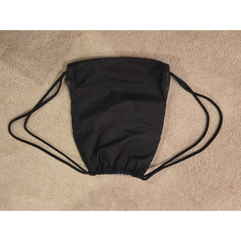 adidas Medium Polyester Drawstring Gym Bag Black Multicolor Striped Zip Pocket